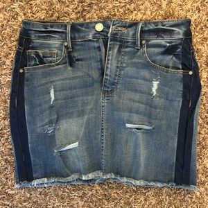 Distressed Denim Skirt
